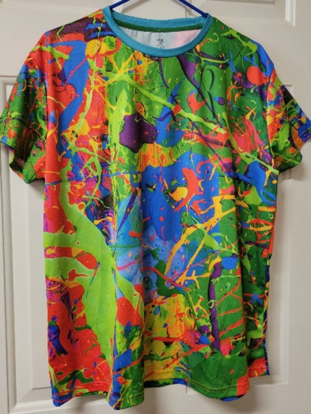 ​Aofmoka UV Blacklight Glow T-Shirt 3xl xxxl Women Neon Abstract Art Graphic